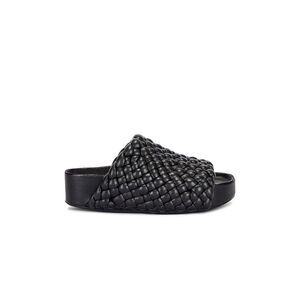 SIMON MILLER Womens Black 1-1/2" Platform Toe Wedge Slip On Slide Sandals 36